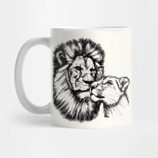 Lion and Lioness Love Mug